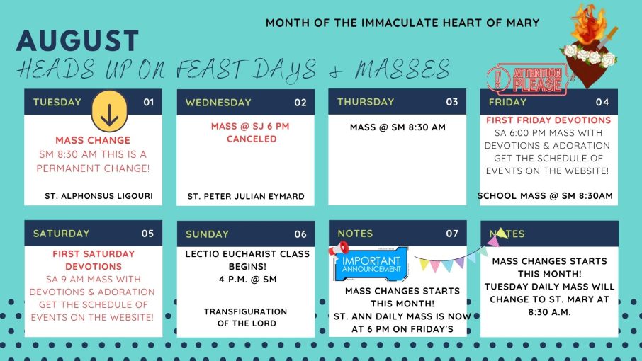 calendar of events catholic