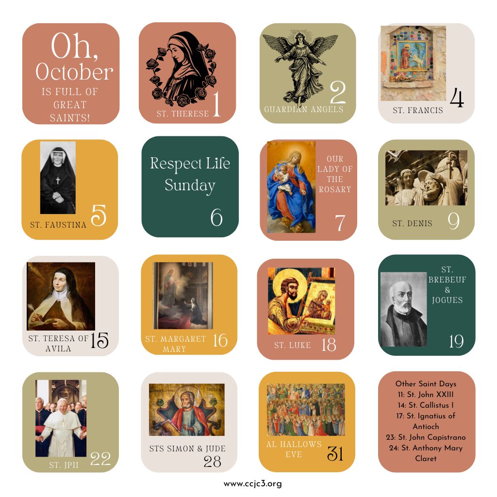 Oh, October The Best Saint Month Get Your Calendar Today! CCJC